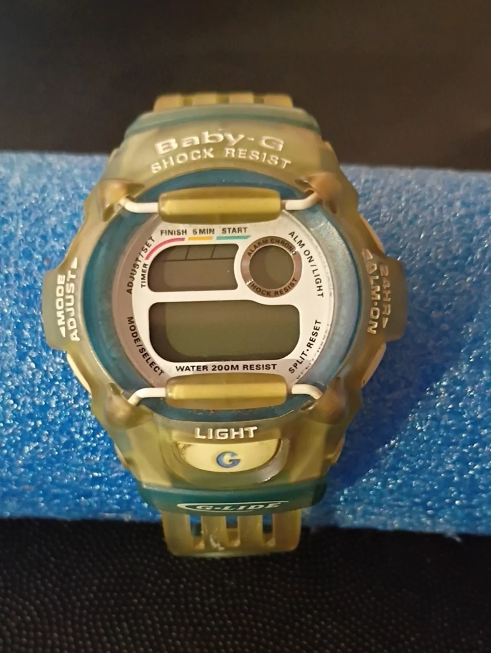 Casio Baby-G Translucent Yellow-Green and Blue Digital Sports Watch( No Battery)